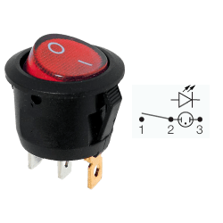 INTERRUPTOR I-0 REDONDO ILUMINADO ROJO 12V