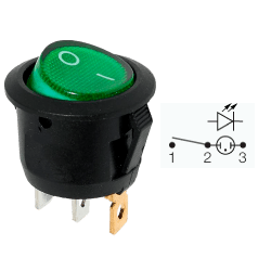 INTERRUPTOR I-0 REDONDO ILUMINADO VERDE 12V