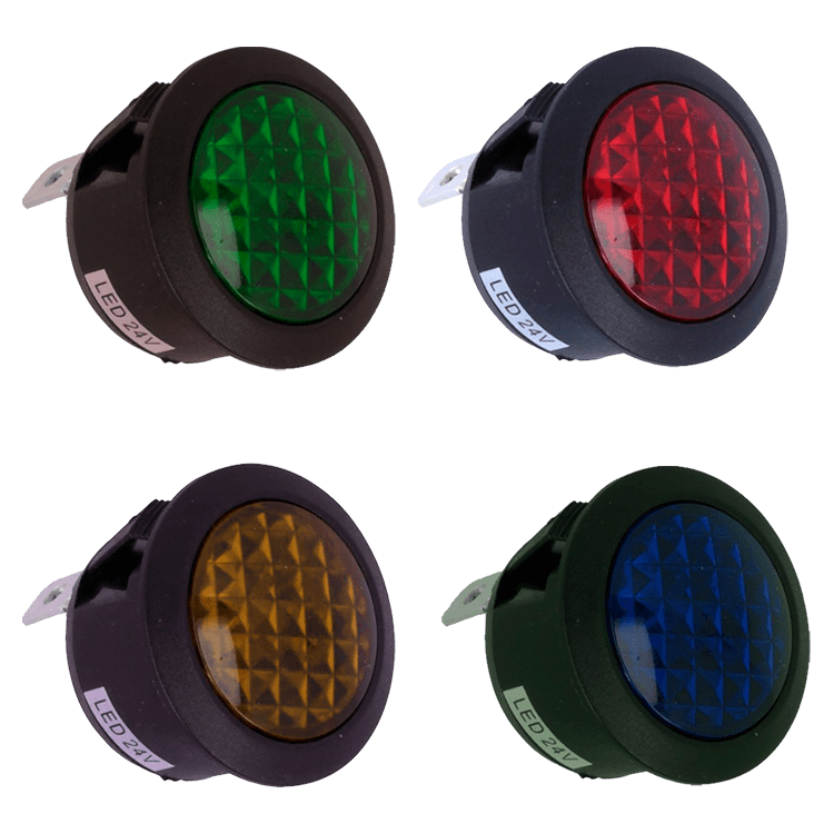 PILOTO LED AZUL/AMBAR/ROJO/VERDE - 12/24V - ØE-23/ØI-19,3mm