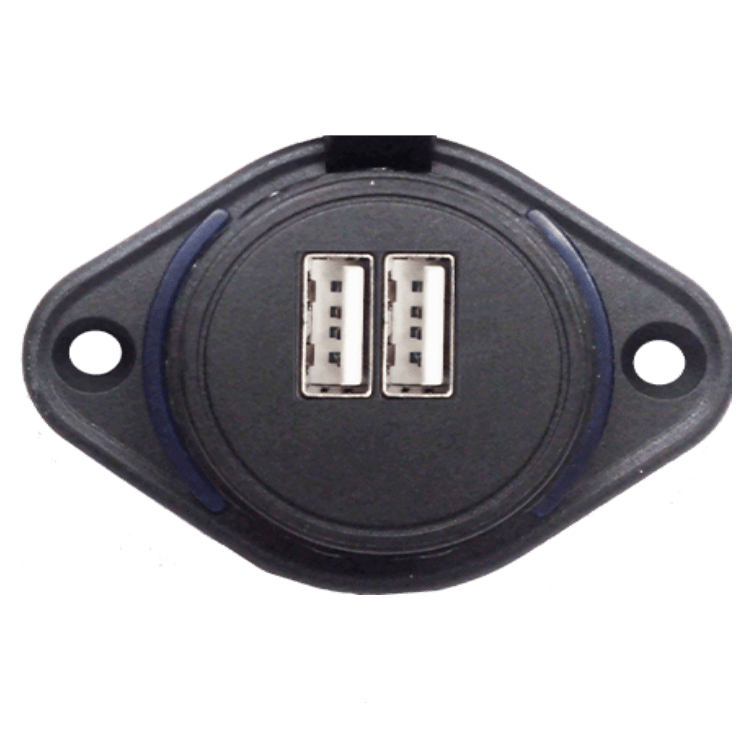 CARGADOR 2xUSB-A - SUPERFICIE - 10/30V - 5V - 4,8A - OVALADO