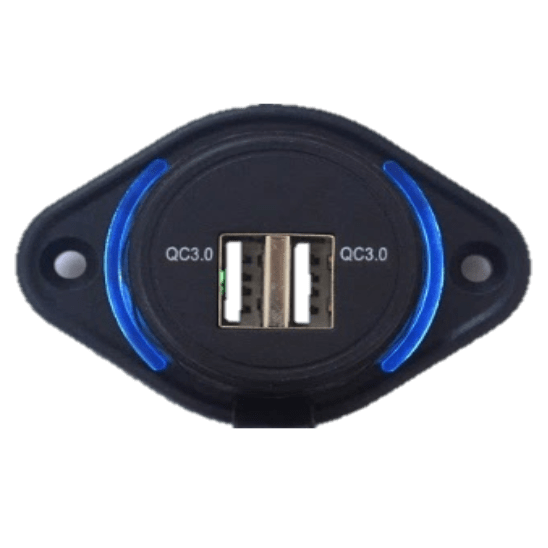 CARGADOR 2xUSB-A - SUPERFICIE - 10/30V - QC3.0 - OVALADO