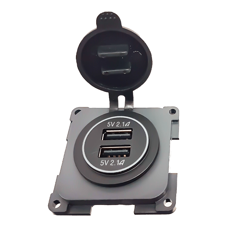 CARGADOR 2xUSB 10/30V - 5V - 4,2A EN BASE GRIS ANTRACITA