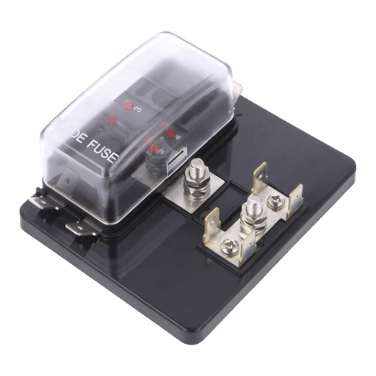 CAJA 4 FUSIBLES CON LED - POSITIVO COMUN Y DISTRIBUIDOR DE NEGATIVOS