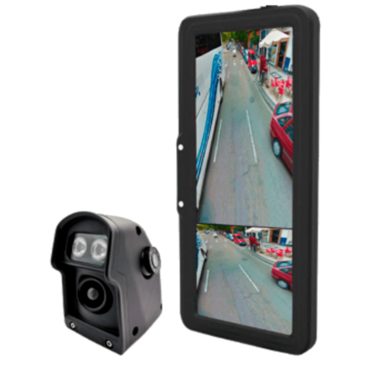 KIT MONITOR 12,3" - CAMARA DOBLE PARA VISION LATERAL (TIPO ESPEJO RETROVISOR)