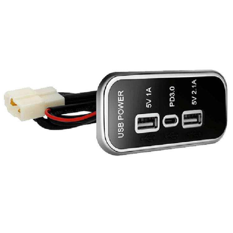 CARGADOR 2xUSB-A + 1xUSB-C - EMPOTRAR - 10/30V - 3,1A/PD