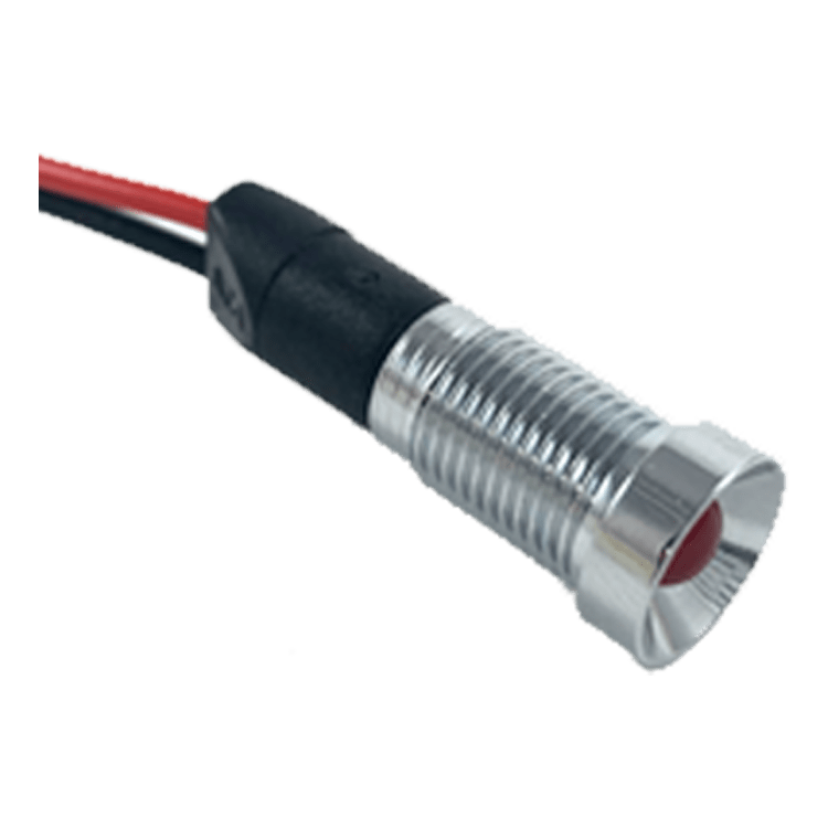PILOTO LED 12V ROJO - CARCASA CONCAVA PLATA Ø8,5mm (ROSCA)