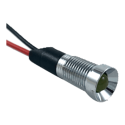 PILOTO LED 12V AMARILLO - CARCASA CONCAVA PLATA Ø8,5mm (ROSCA)
