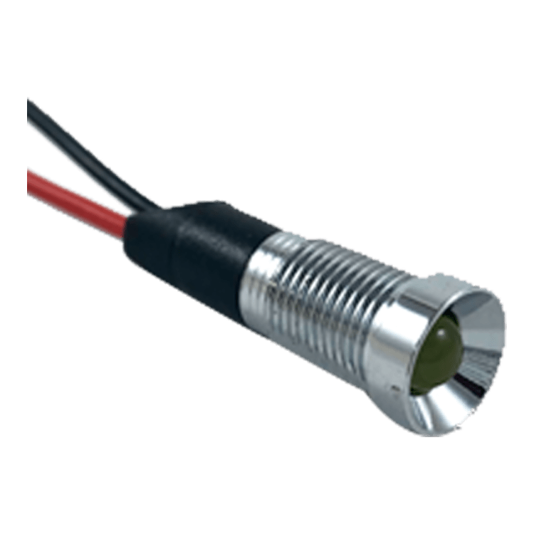 PILOTO LED 12V AMARILLO - CARCASA CONCAVA PLATA Ø8,5mm (ROSCA)